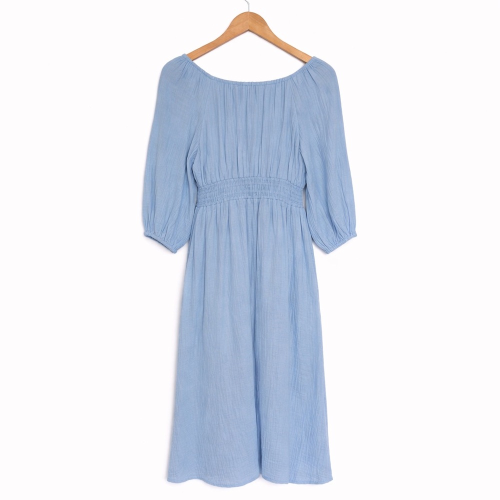 J.Crew Blue Cotton Maxi Dress | Size Small | Lined Smocked Waist | NWOT - Picture 3 of 12